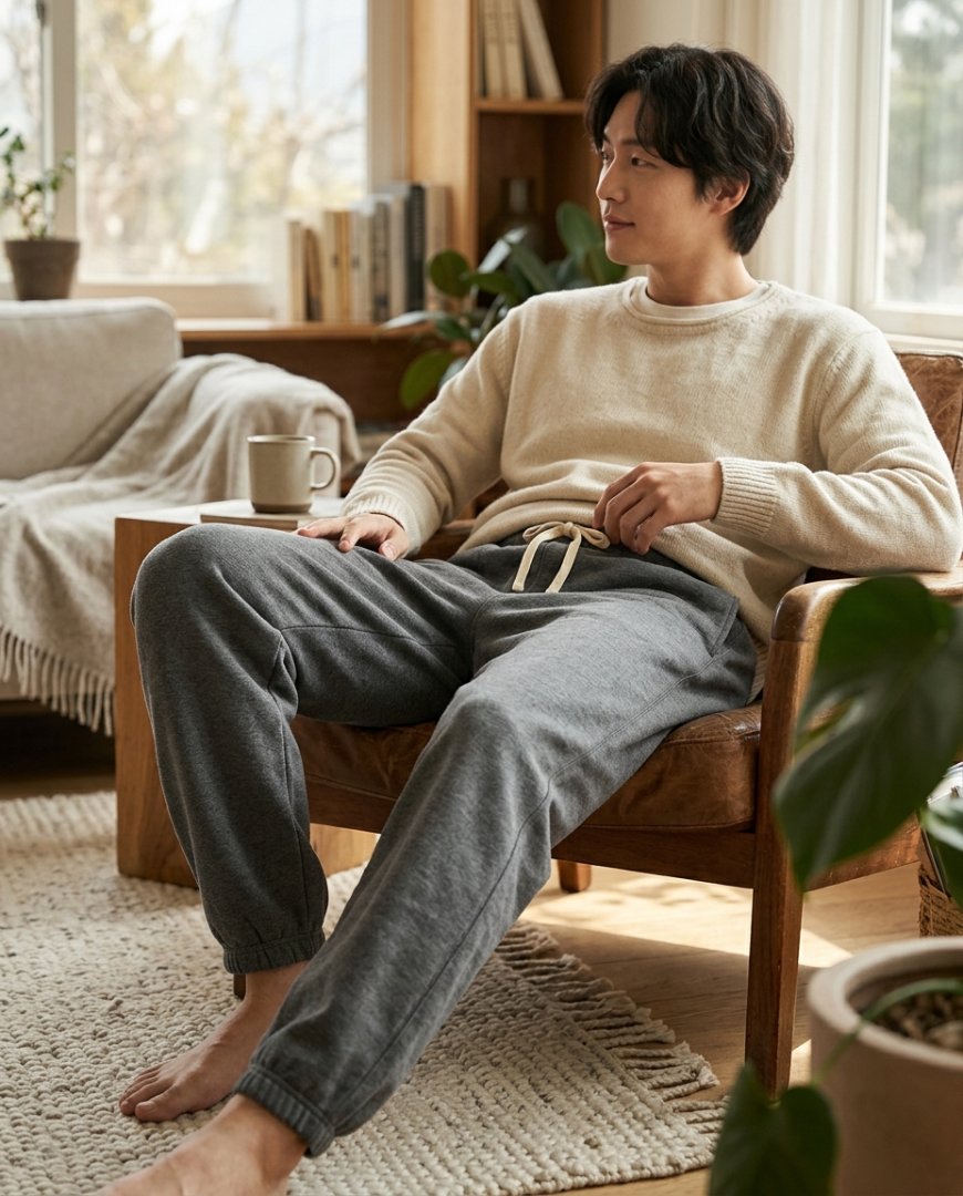 와이드 핏 팬츠와 맨투맨 코디