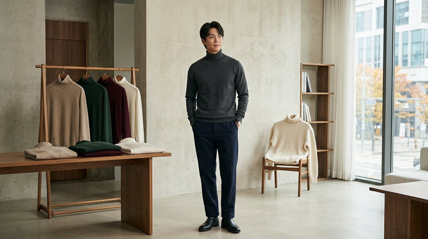 여러 상황에서 다양한 목폴라 스타일의 남성들
