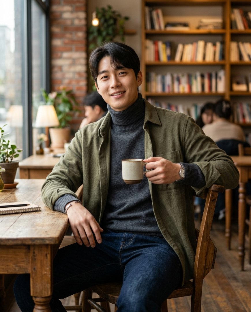 캐주얼한 복장으로 공원을 걷는 남성