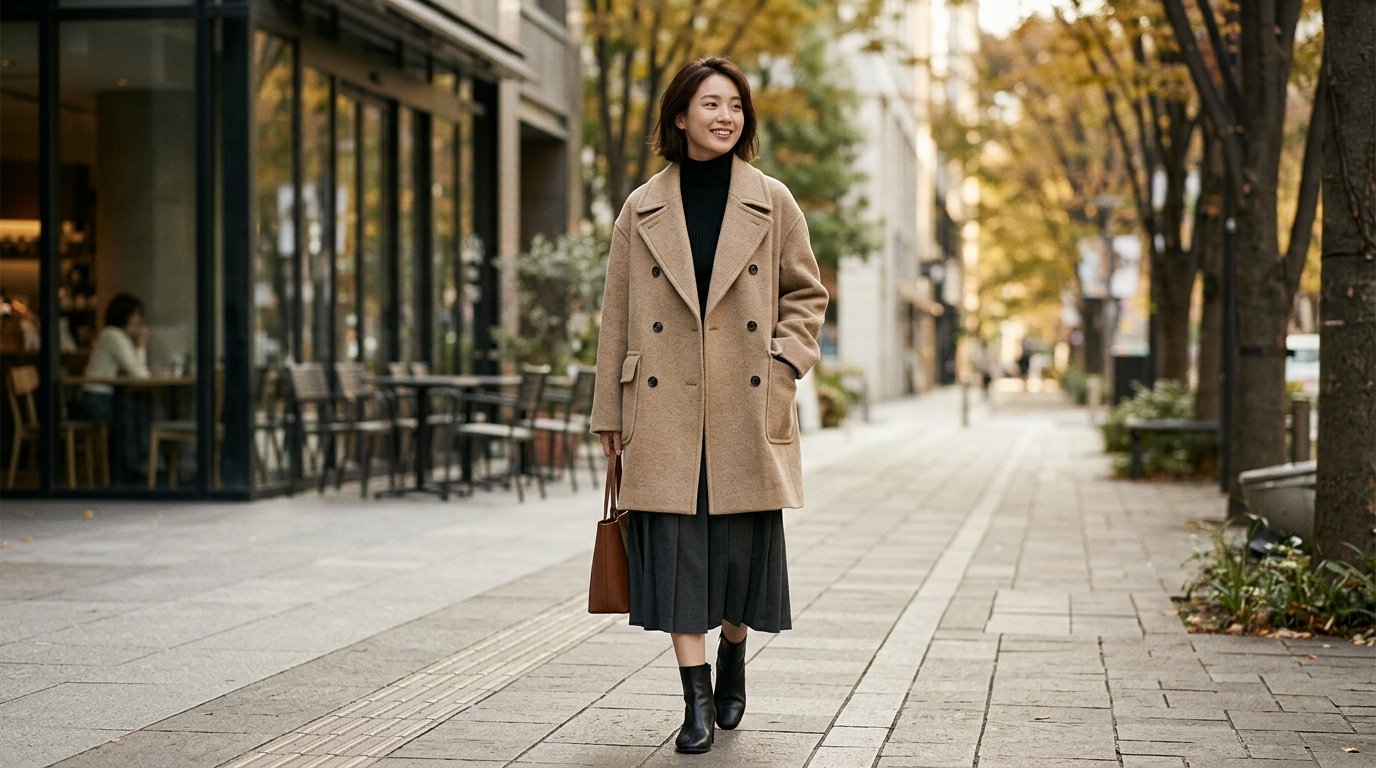 다양한 하프코트를 입고 공원에서 산책하는 사람들 모습