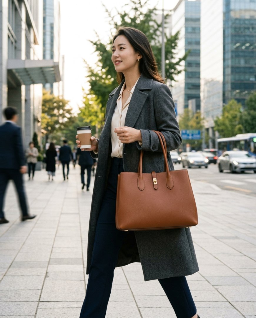 책상 위에 놓인 세련된 가방
