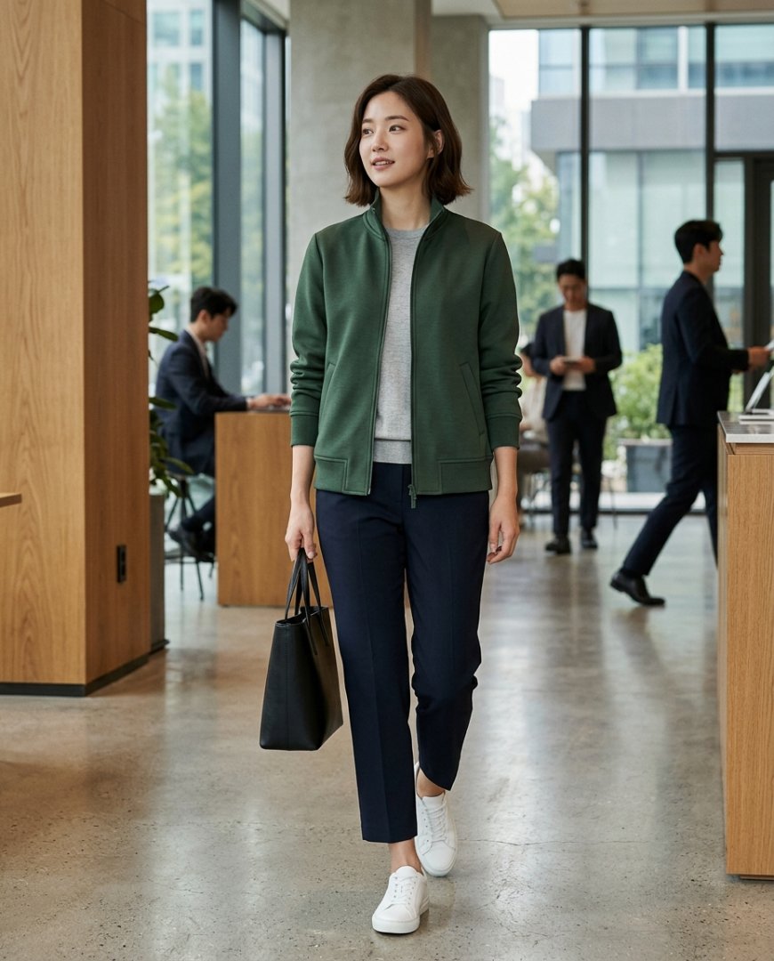 도심 출퇴근 스타일의 사무실 장면
