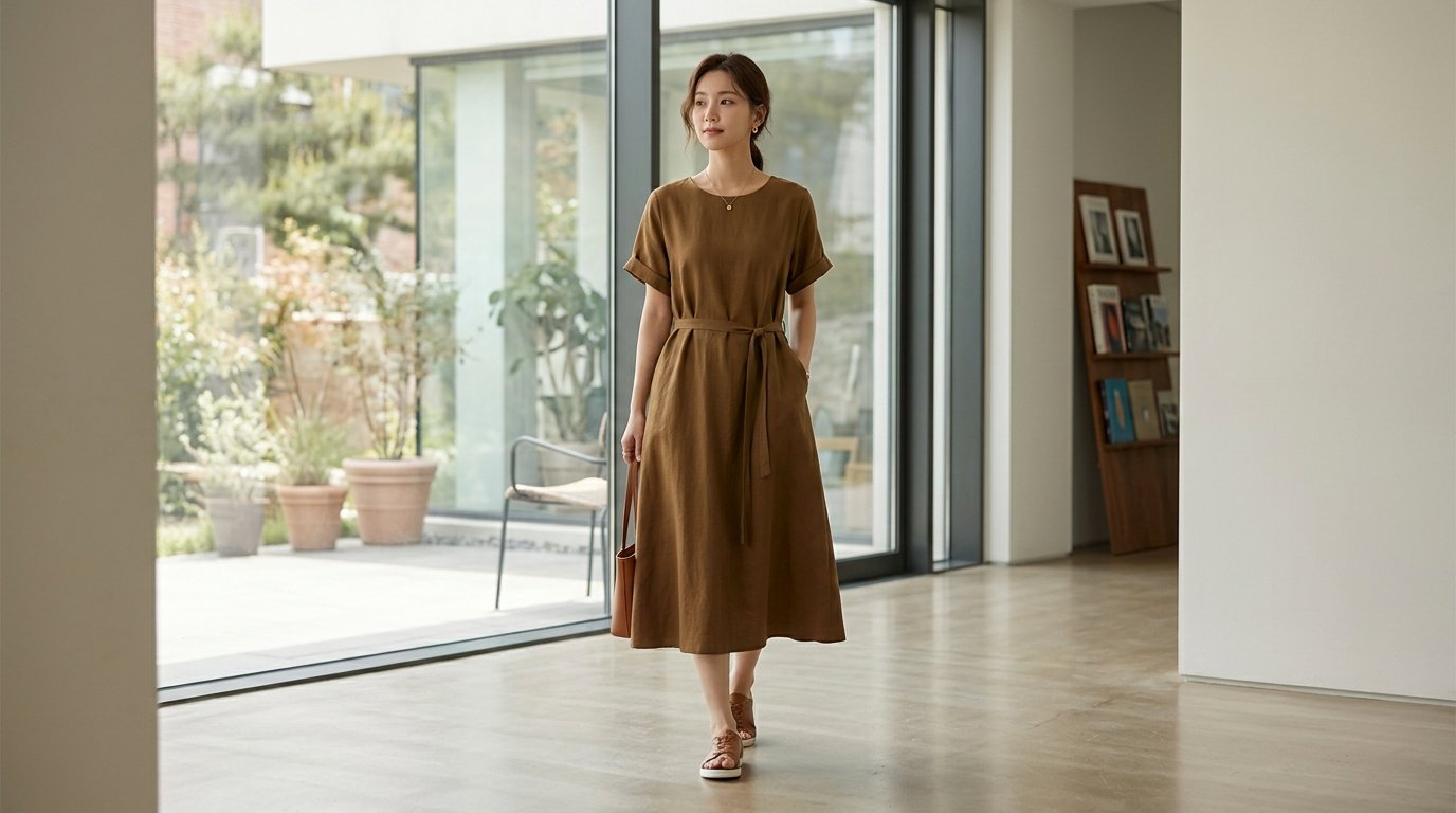 여러 원피스가 전시되어 있는 공간
