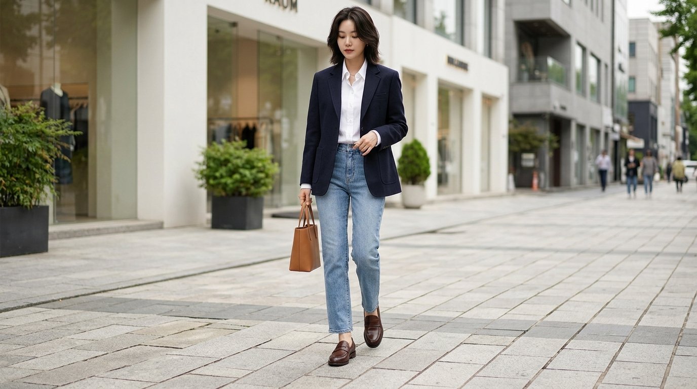 도시 거리에서 다양한 스타일의 로퍼를 신은 사람들