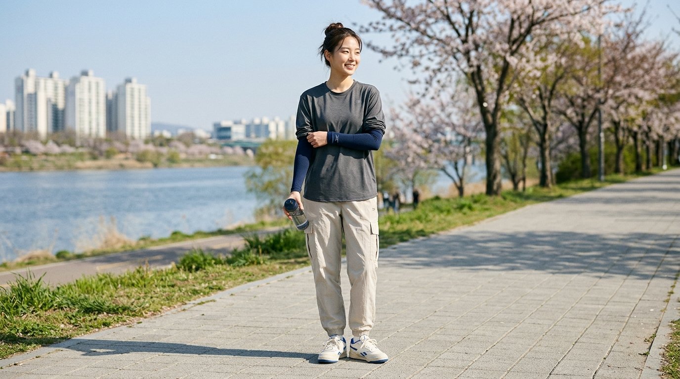 야외 스포츠 이벤트에서 다양한 토시 착용 모습