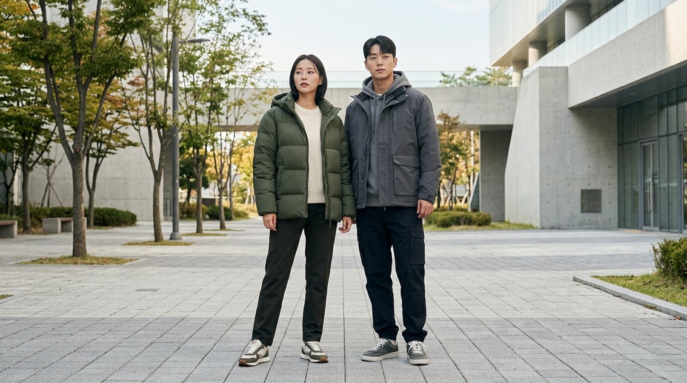 공원에서 점퍼를 입고 피크닉을 즐기는 사람들