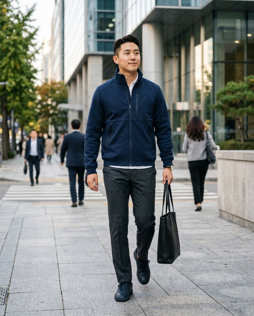 도심 속 출근길을 걷는 사람들