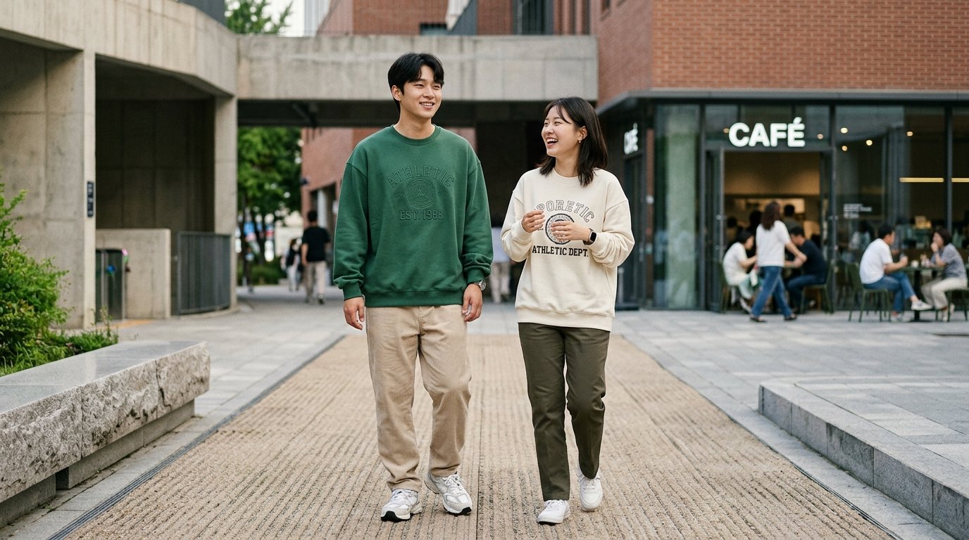 옷걸이에 걸린 다양한 색상의 맨투맨 티셔츠들.
