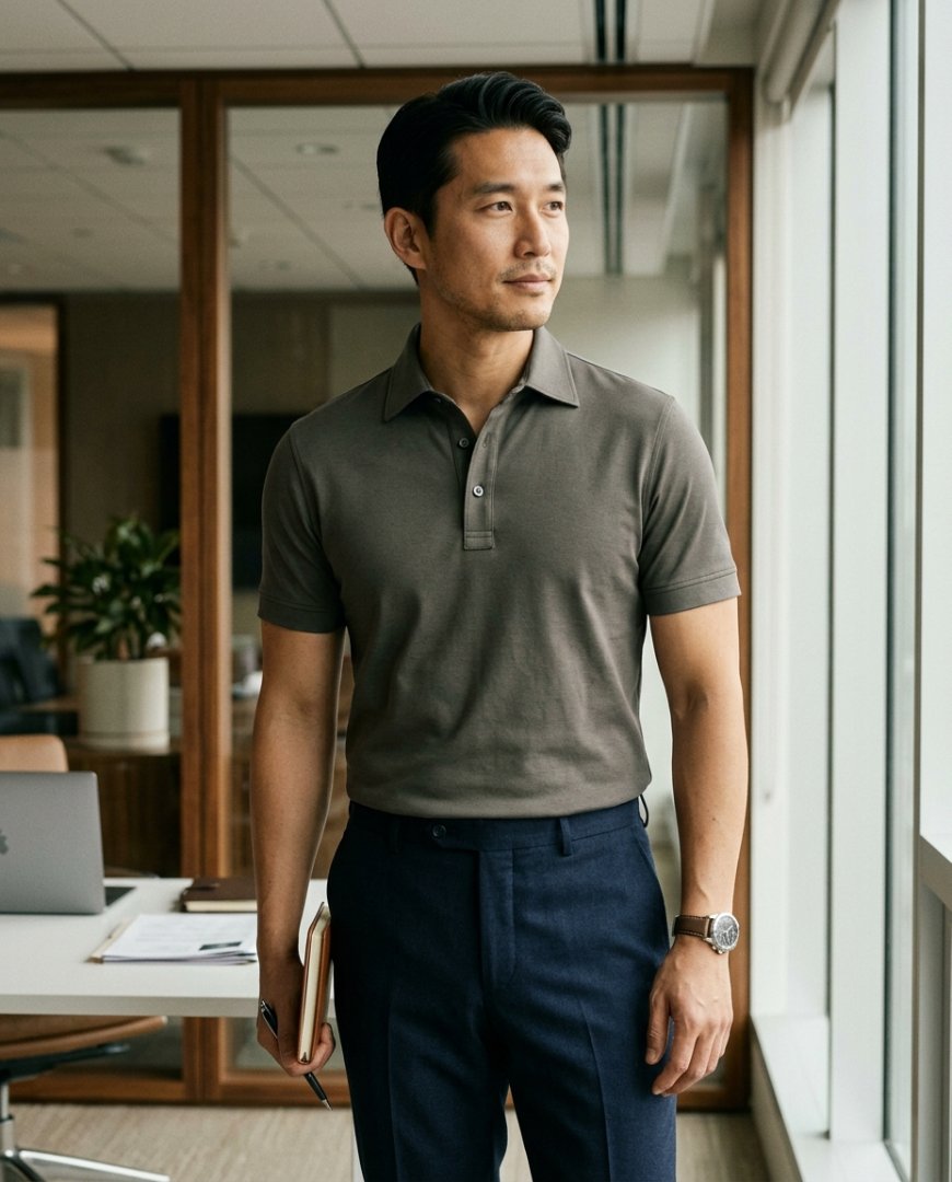 사무실에서 가죽 로퍼를 신은 남성