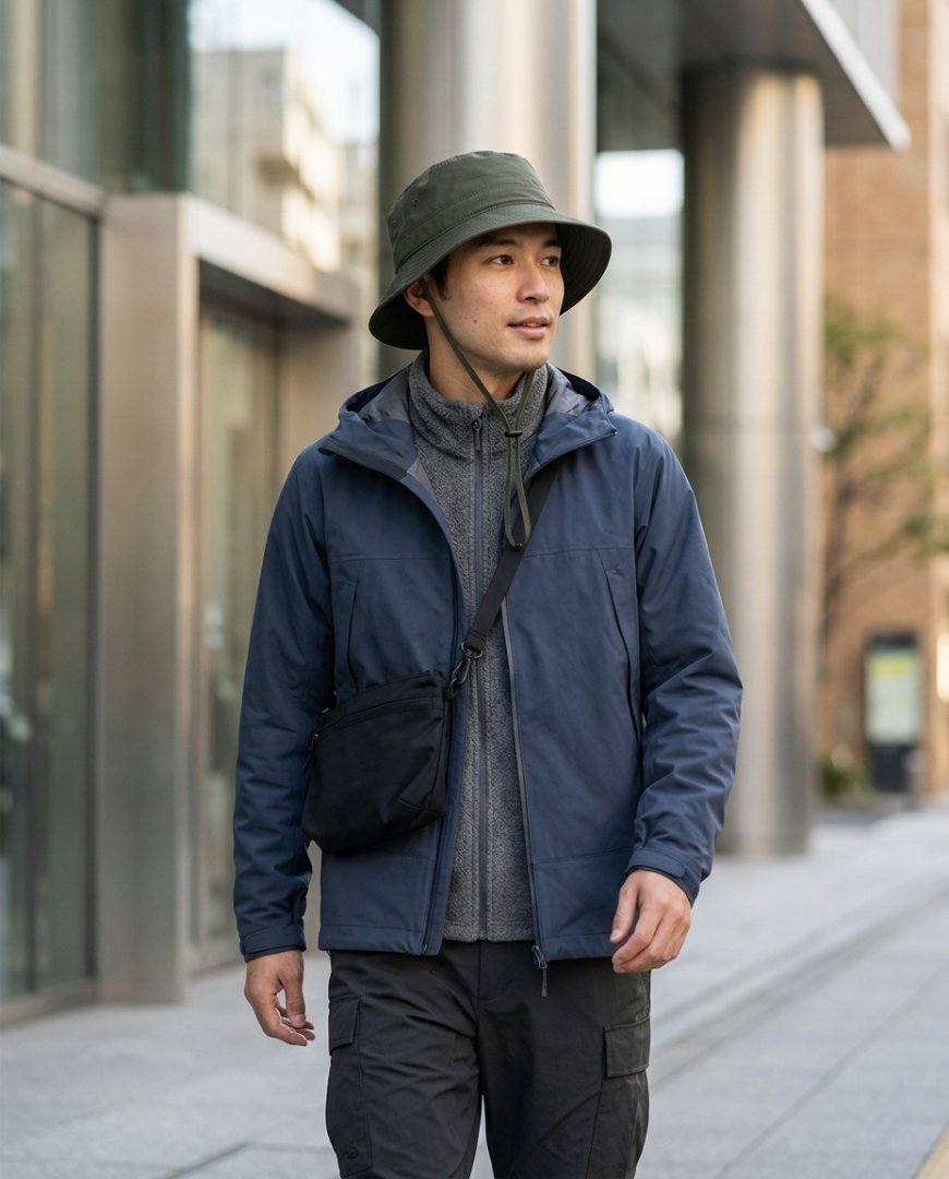 도심 탐험 중인 버킷햇 착용자