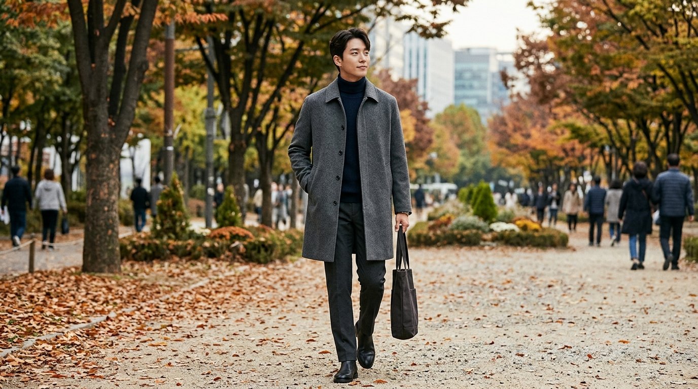 도시 거리에서 다양한 하프코트 착장