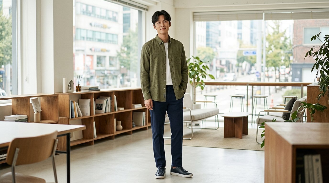 공원 벤치에 놓인 다양한 색상의 긴팔 셔츠.