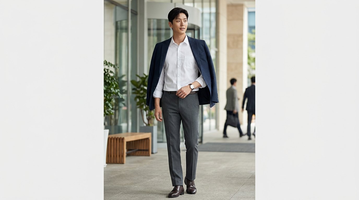 다양한 드레스셔츠가 진열된 옷장 모습