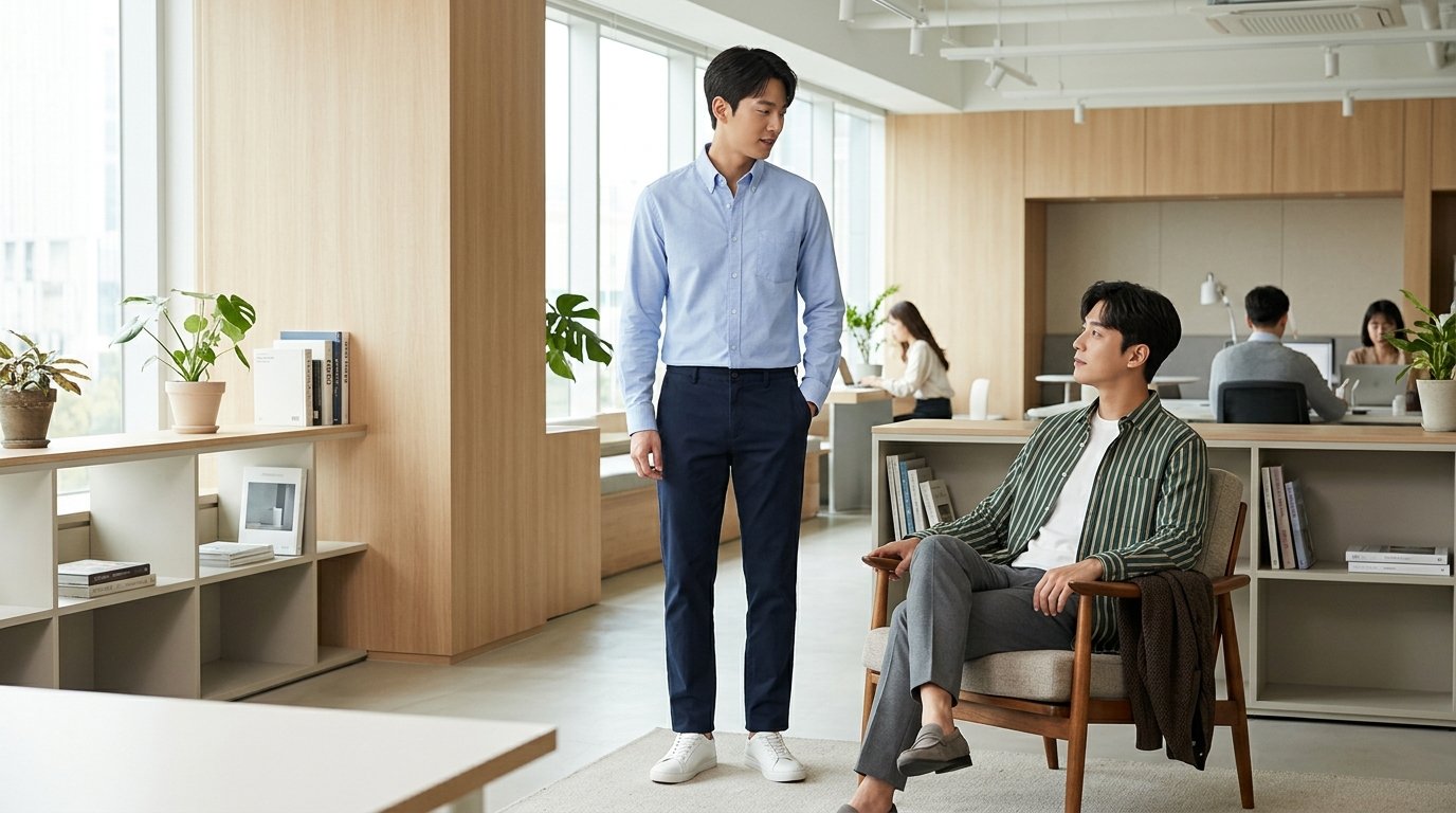 다양한 스타일의 긴팔 셔츠를 착용한 모델들