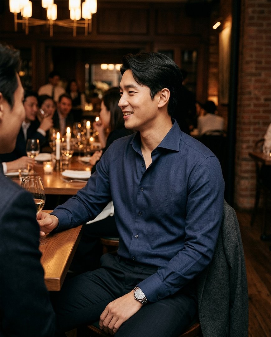 저녁 모임에 적합한 셔츠와 재킷의 조화