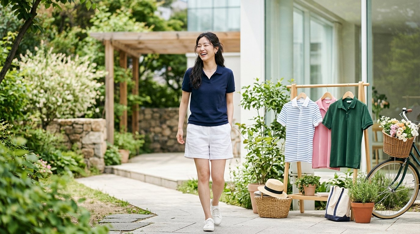 여성 카라티를 전시한 현대적인 패션 공간
