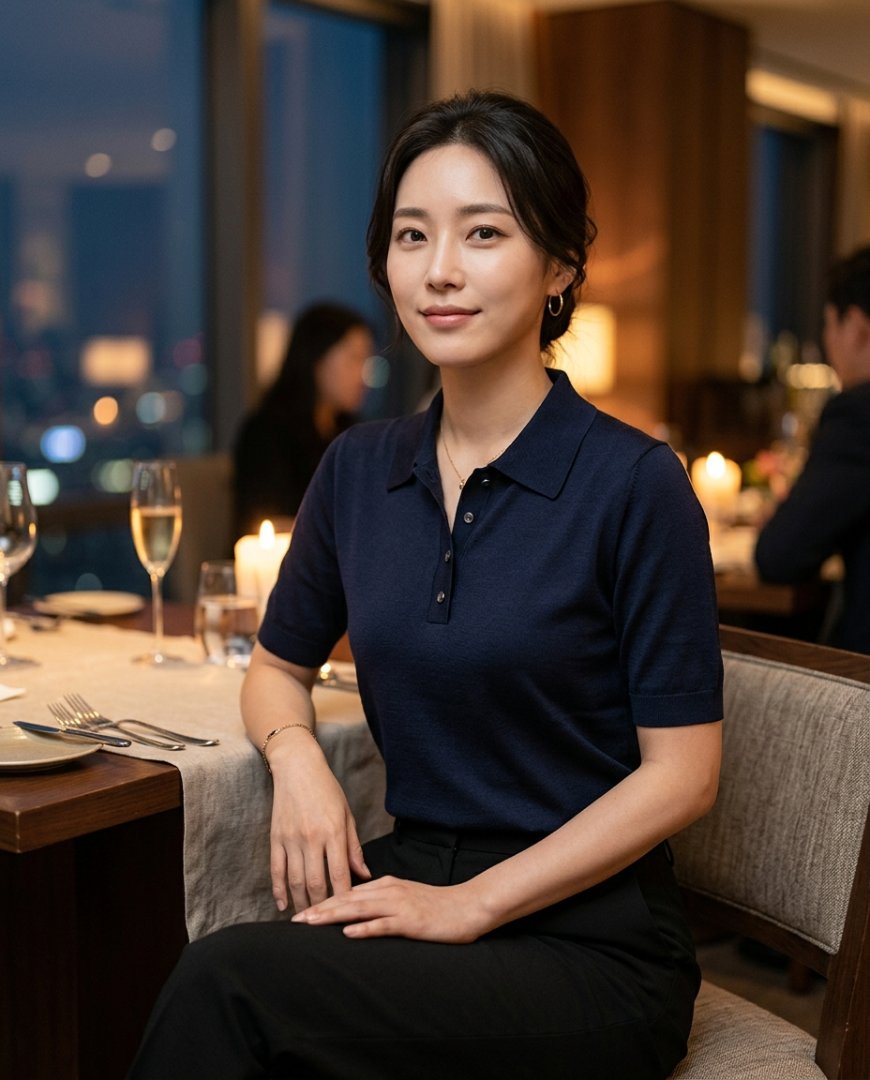 고급스러운 저녁 모임에서의 우아한 블랙 카라티 스타일