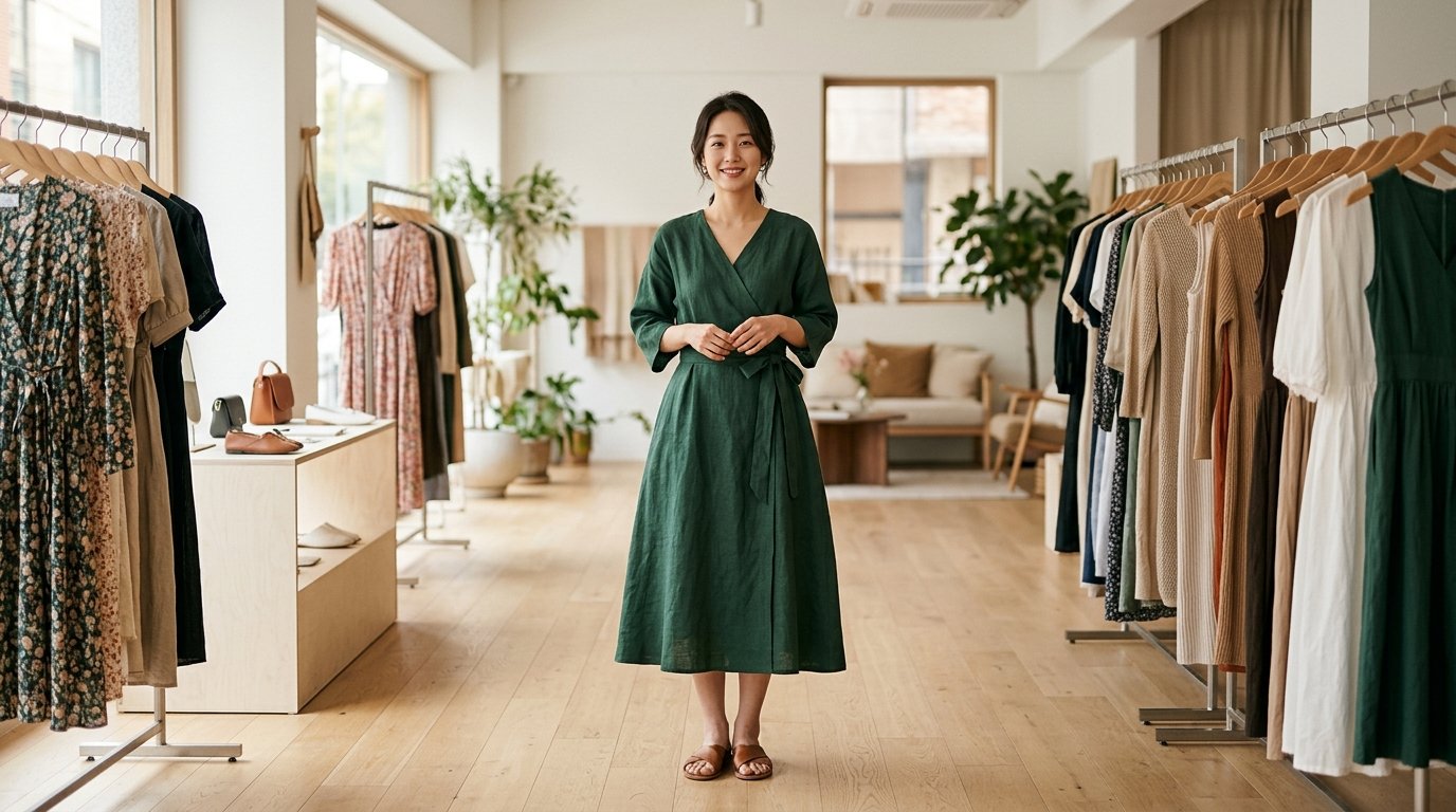 여성 원피스를 입은 모델들이 도시 거리에서 다양한 스타일로 걷고 있음