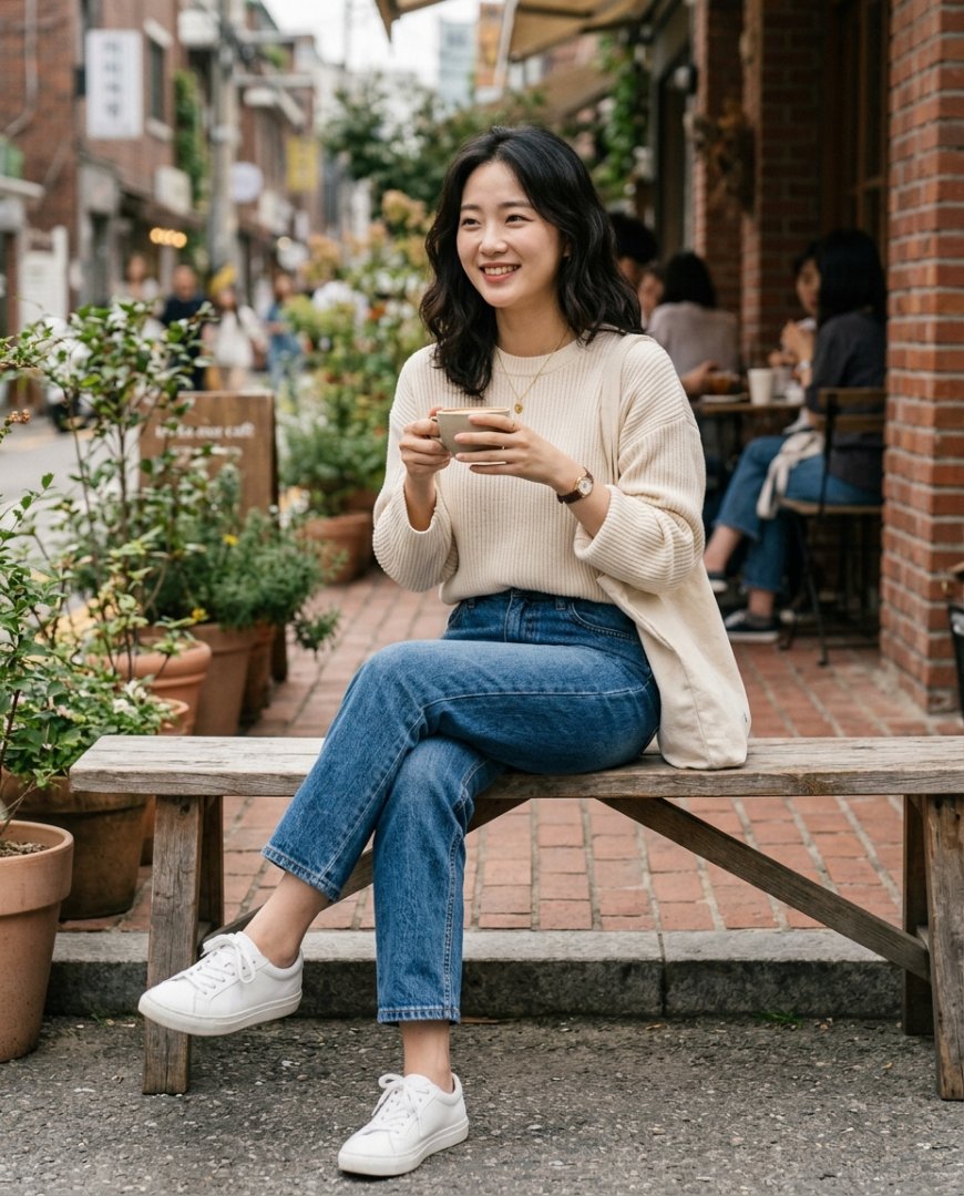 부드러운 워싱으로 캐주얼한 분위기의 청바지