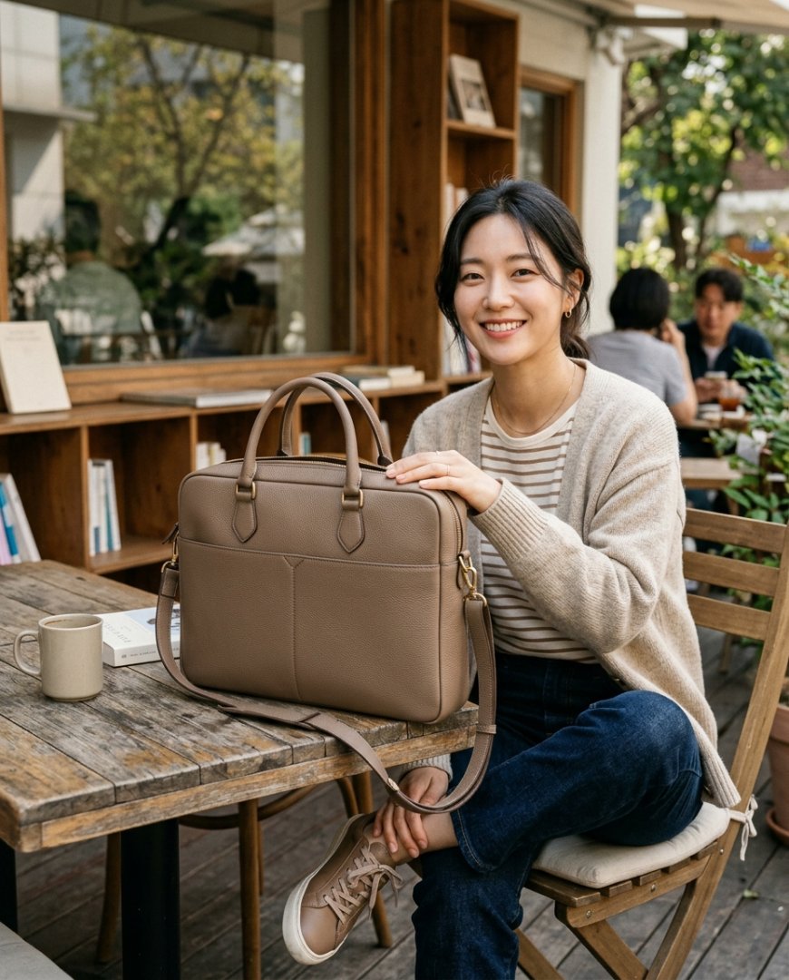 캐주얼한 브라운 톤의 노트북 가방