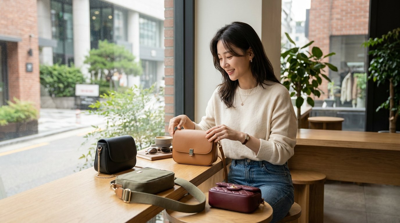 도심 속 다양한 여성들이 미니백을 착용하고 있는 장면
