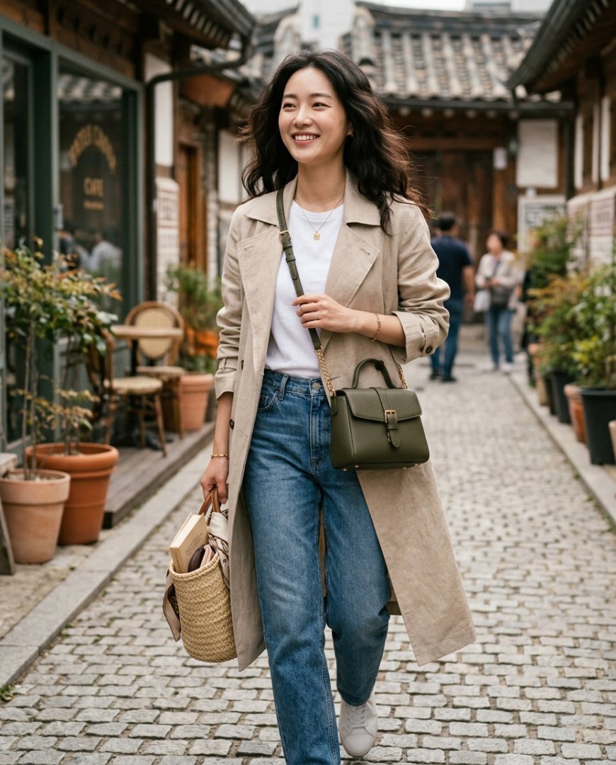 여행 준비 중인 여성의 미니백 사용 광경