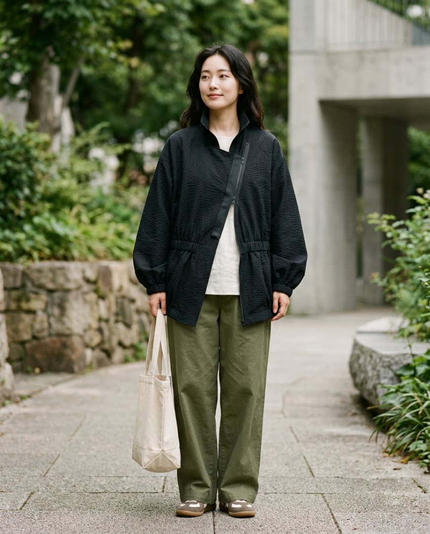 여성이 착용한 스마트한 주말 캐주얼 자켓