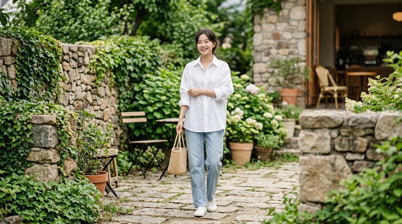 여러 사람들이 야외에서 셔츠를 입고 다양한 활동을 하는 모습