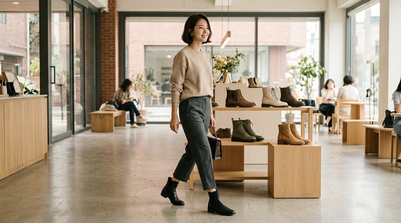 여성용 숏부츠 다양한 컬러 배열