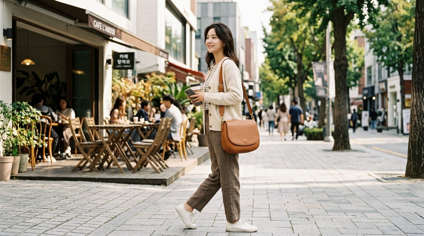 여성들이 다양한 숄더백을 들고 있는 모습