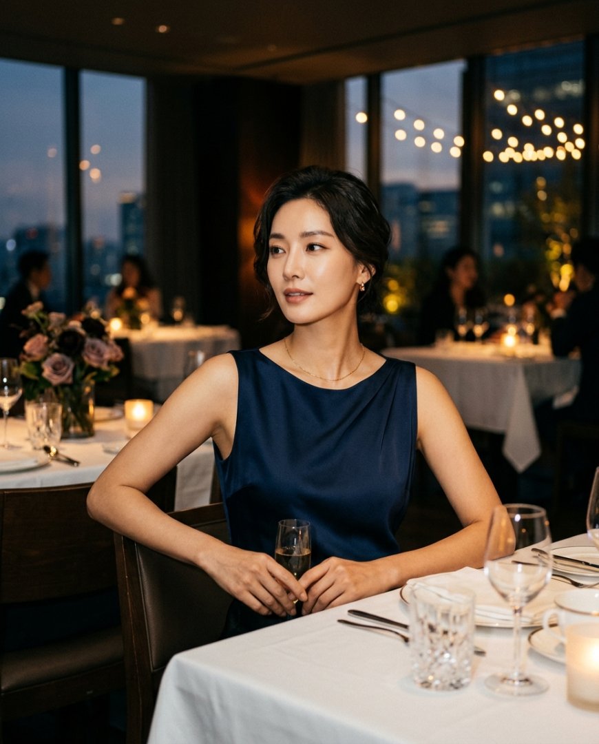 매니킨에 장식된 블랙 슬리브리스와 아름다운 주얼리