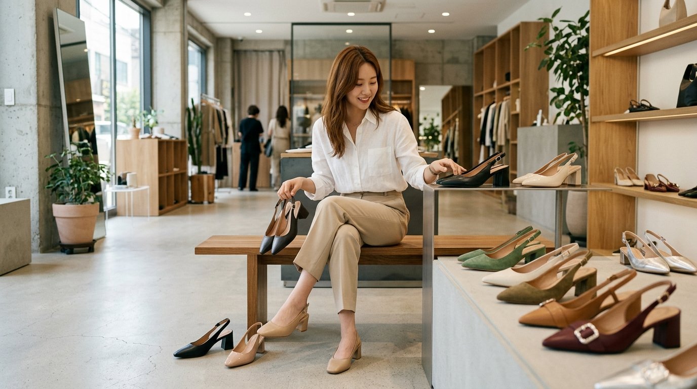 여러 스타일의 여성이 다양한 슬링백을 들고 도심 거리를 걷는 모습