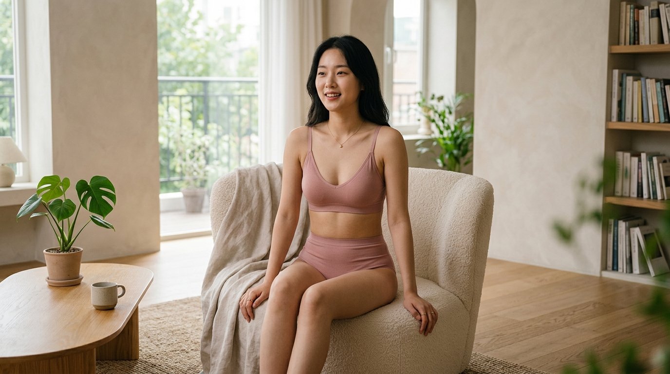 다양한 언더웨어 스타일이 어우러진 테이블 모습