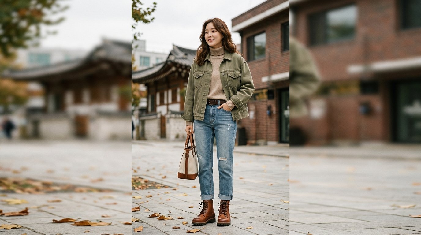 도시 거리를 배경으로 여성들이 다양한 스타일의 워커를 착용하고 걷고 있는 모습