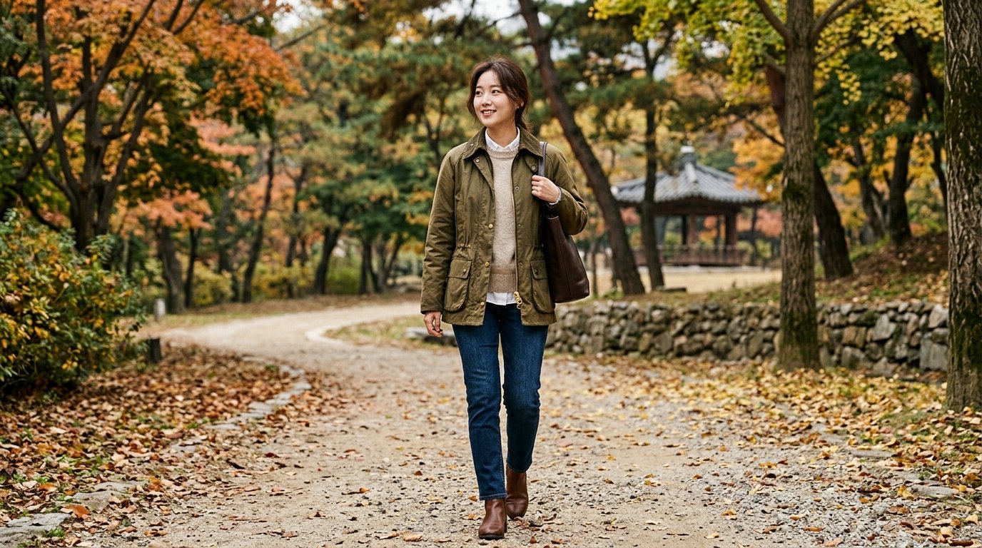 다양한 스타일의 왁스 자켓이 매장에 진열된 모습